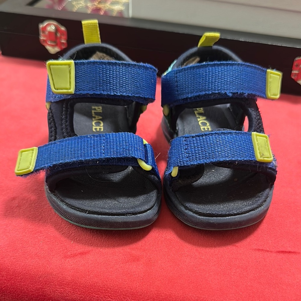 Place Kids Sandals in Navy and Lime Size c6